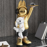 Maxbell Statue Storage Tray Figurine Sculpture Decor for Home TV Cabinet Restaurant Golden