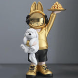 Maxbell Statue Storage Tray Figurine Sculpture Decor for Home TV Cabinet Restaurant Golden