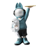 Maxbell Statue Storage Tray Figurine Sculpture Decor for Home TV Cabinet Restaurant Blue