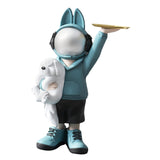 Maxbell Statue Storage Tray Figurine Sculpture Decor for Home TV Cabinet Restaurant Blue