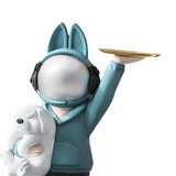 Maxbell Statue Storage Tray Figurine Sculpture Decor for Home TV Cabinet Restaurant Blue