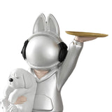 Maxbell Statue Storage Tray Figurine Sculpture Decor for Home TV Cabinet Restaurant Silver