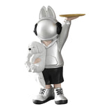 Maxbell Statue Storage Tray Figurine Sculpture Decor for Home TV Cabinet Restaurant Silver