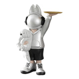 Maxbell Statue Storage Tray Figurine Sculpture Decor for Home TV Cabinet Restaurant Silver