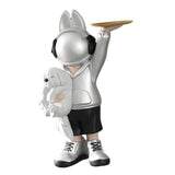 Maxbell Statue Storage Tray Figurine Sculpture Decor for Home TV Cabinet Restaurant Silver