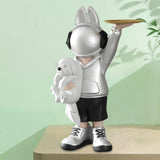 Maxbell Statue Storage Tray Figurine Sculpture Decor for Home TV Cabinet Restaurant Silver