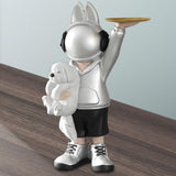 Maxbell Statue Storage Tray Figurine Sculpture Decor for Home TV Cabinet Restaurant Silver