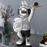 Maxbell Statue Storage Tray Figurine Sculpture Decor for Home TV Cabinet Restaurant Silver