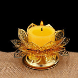 Maxbell Candle Holder Decorative Gold Lotus Flower Candlestick for Desktop Wedding