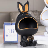Maxbell Rabbit Figurine Organizer Candy Trinket Storage Box Tray Home Decoration Black
