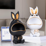 Maxbell Rabbit Figurine Organizer Candy Trinket Storage Box Tray Home Decoration Black