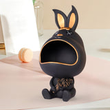 Maxbell Rabbit Figurine Organizer Candy Trinket Storage Box Tray Home Decoration Black