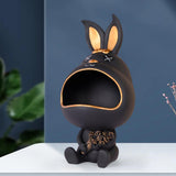 Maxbell Rabbit Figurine Organizer Candy Trinket Storage Box Tray Home Decoration Black