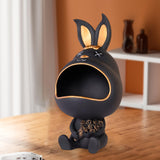 Maxbell Rabbit Figurine Organizer Candy Trinket Storage Box Tray Home Decoration Black