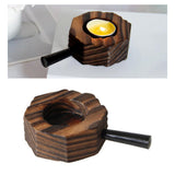 Maxbell Wood Tea Light Candle Holder Pillar Candle Stand Dinner Table Home Decor Brown