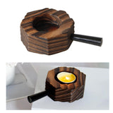 Maxbell Wood Tea Light Candle Holder Pillar Candle Stand Dinner Table Home Decor Brown