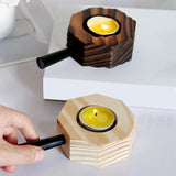 Maxbell Wood Tea Light Candle Holder Pillar Candle Stand Dinner Table Home Decor Brown