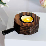 Maxbell Wood Tea Light Candle Holder Pillar Candle Stand Dinner Table Home Decor Brown