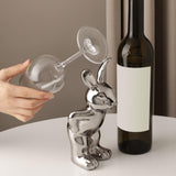 Maxbell Ceramic Rabbit Ornament Wine Rack Bunny Sculpture for Wine Cabinet Decor StyleA