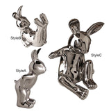 Maxbell Ceramic Rabbit Ornament Wine Rack Bunny Sculpture for Wine Cabinet Decor StyleA