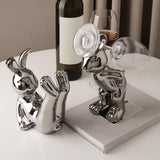 Maxbell Ceramic Rabbit Ornament Wine Rack Bunny Sculpture for Wine Cabinet Decor StyleA