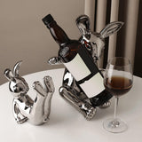 Maxbell Ceramic Rabbit Ornament Wine Rack Bunny Sculpture for Wine Cabinet Decor StyleA