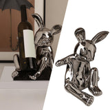 Maxbell Ceramic Rabbit Ornament Wine Rack Bunny Sculpture for Wine Cabinet Decor StyleD