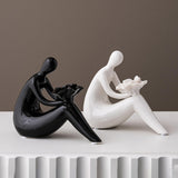 Maxbell Abstract Lady Statue Art Crafts for Desktop Bookshelf Housewarming Gift Black