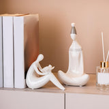 Maxbell Abstract Lady Statue Art Crafts for Desktop Bookshelf Housewarming Gift White