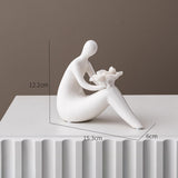 Maxbell Abstract Lady Statue Art Crafts for Desktop Bookshelf Housewarming Gift White