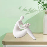 Maxbell Abstract Lady Statue Art Crafts for Desktop Bookshelf Housewarming Gift White