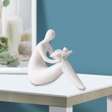 Maxbell Abstract Lady Statue Art Crafts for Desktop Bookshelf Housewarming Gift White