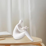 Maxbell Abstract Lady Statue Art Crafts for Desktop Bookshelf Housewarming Gift White