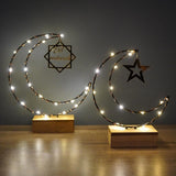 Maxbell Rustic Eid Ramadan Mubarak Decorations LED Lights for Indoor Outdoor Islamic Black
