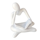 Maxbell Abstract Thinker Statue Tabletop Decorative Sculpture for Home Hotel Decor White
