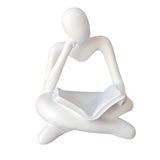 Maxbell Abstract Thinker Statue Tabletop Decorative Sculpture for Home Hotel Decor White