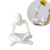Maxbell Abstract Thinker Statue Tabletop Decorative Sculpture for Home Hotel Decor White