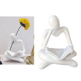 Maxbell Abstract Thinker Statue Tabletop Decorative Sculpture for Home Hotel Decor White