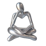 Maxbell Abstract Thinker Statue Tabletop Decorative Sculpture for Home Hotel Decor Silver