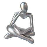Maxbell Abstract Thinker Statue Tabletop Decorative Sculpture for Home Hotel Decor Silver
