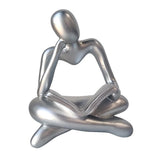 Maxbell Abstract Thinker Statue Tabletop Decorative Sculpture for Home Hotel Decor Silver