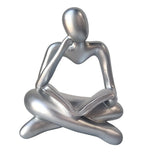 Maxbell Abstract Thinker Statue Tabletop Decorative Sculpture for Home Hotel Decor Silver