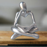 Maxbell Abstract Thinker Statue Tabletop Decorative Sculpture for Home Hotel Decor Silver