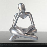 Maxbell Abstract Thinker Statue Tabletop Decorative Sculpture for Home Hotel Decor Silver