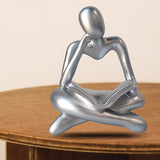 Maxbell Abstract Thinker Statue Tabletop Decorative Sculpture for Home Hotel Decor Silver