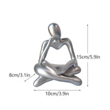 Maxbell Abstract Thinker Statue Tabletop Decorative Sculpture for Home Hotel Decor Silver