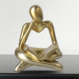 Maxbell Abstract Thinker Statue Tabletop Decorative Sculpture for Home Hotel Decor Gold