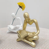 Maxbell Abstract Thinker Statue Tabletop Decorative Sculpture for Home Hotel Decor Gold