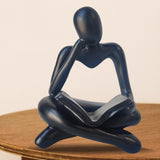 Maxbell Abstract Thinker Statue Tabletop Decorative Sculpture for Home Hotel Decor Black