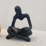 Maxbell Abstract Thinker Statue Tabletop Decorative Sculpture for Home Hotel Decor Black